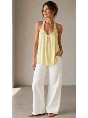 FILIPPA K 100% Silk Butter Yellow Tank Top XS Minimalist Quiet Luxury Neutra